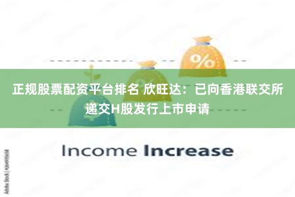 正规股票配资平台排名 欣旺达：已向香港联交所递交H股发行上市申请