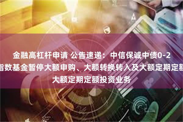 金融高杠杆申请 公告速递：中信保诚中债0-2年政金债指数基金暂停大额申购、大额转换转入及大额定期定额投资业务
