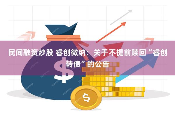 民间融资炒股 睿创微纳：关于不提前赎回“睿创转债”的公告